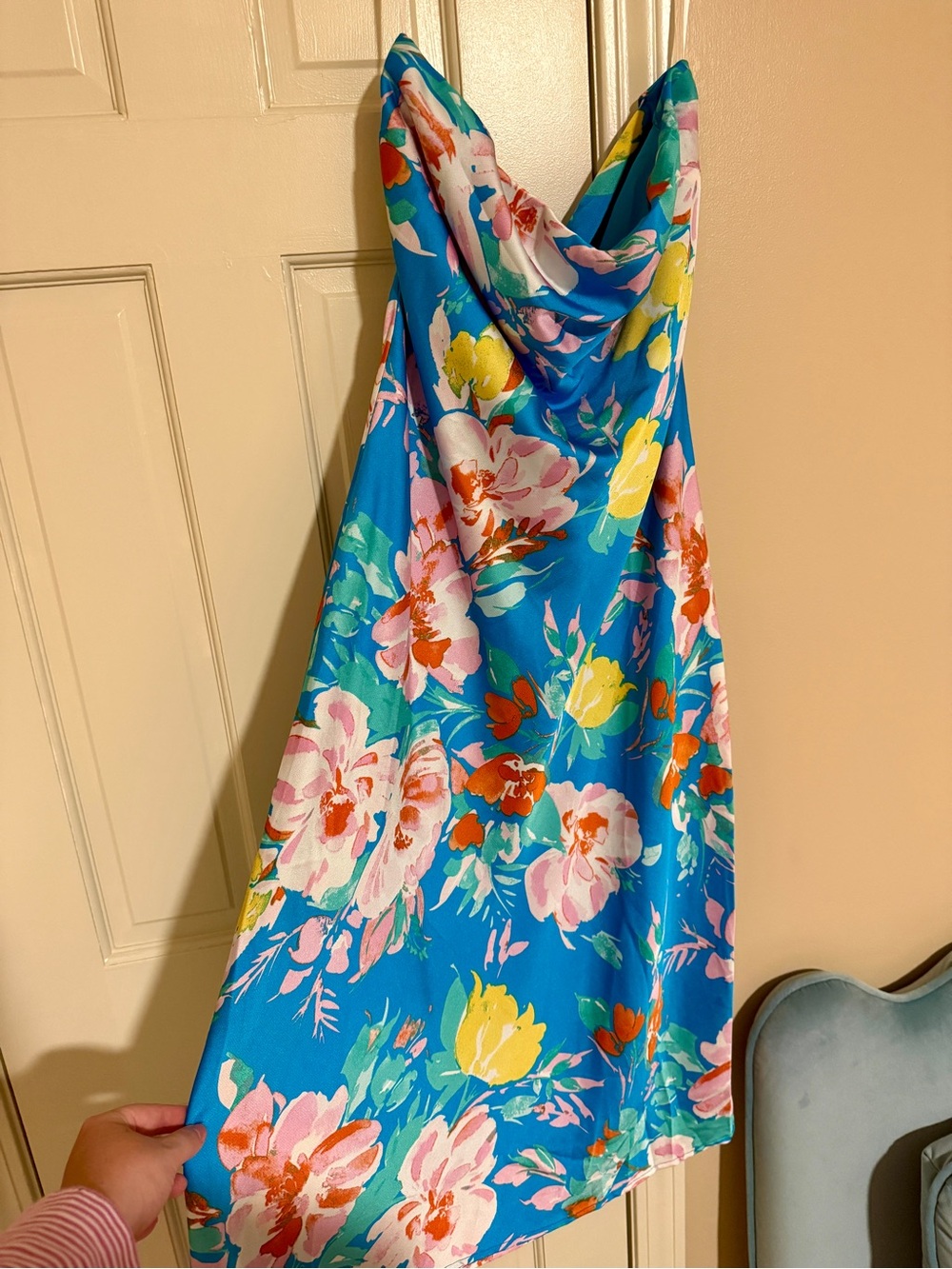 Bright Blue Floral Slip Dress